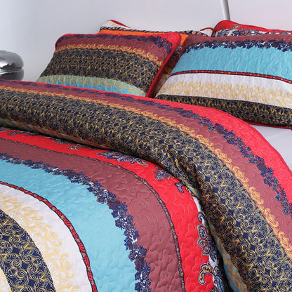 Parure de lit matelassée de style bohème avec couvre-lit doux (3 pièces)