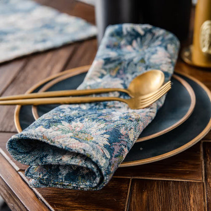 Set de sets de table résistants à la chaleur avec motif floral jacquard (4 pièces)