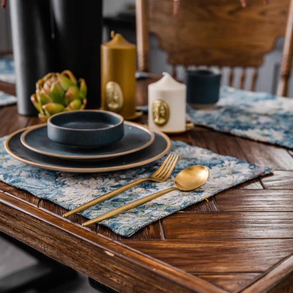 Set de sets de table résistants à la chaleur avec motif floral jacquard (4 pièces)