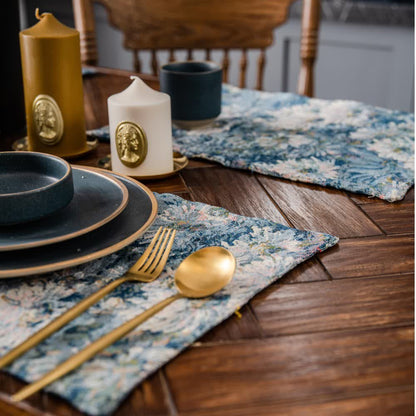 Set de sets de table résistants à la chaleur avec motif floral jacquard (4 pièces)