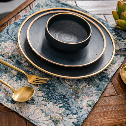 Set de sets de table résistants à la chaleur avec motif floral jacquard (4 pièces)