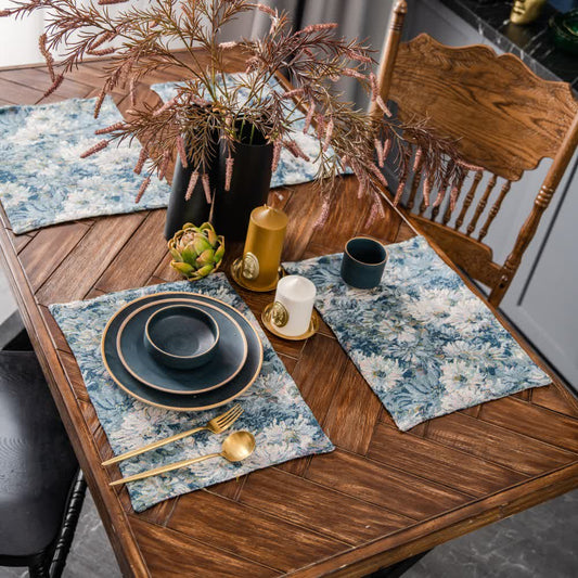 Set de sets de table résistants à la chaleur avec motif floral jacquard (4 pièces)