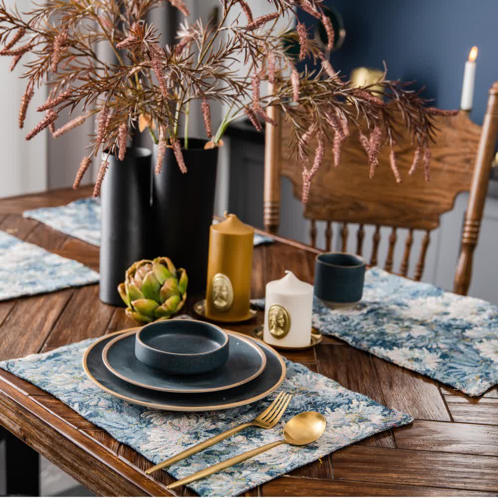 Set de sets de table résistants à la chaleur avec motif floral jacquard (4 pièces)