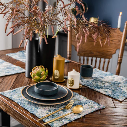 Set de sets de table résistants à la chaleur avec motif floral jacquard (4 pièces)