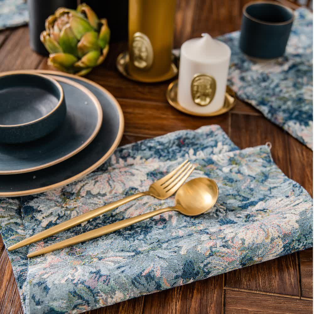 Set de sets de table résistants à la chaleur avec motif floral jacquard (4 pièces)