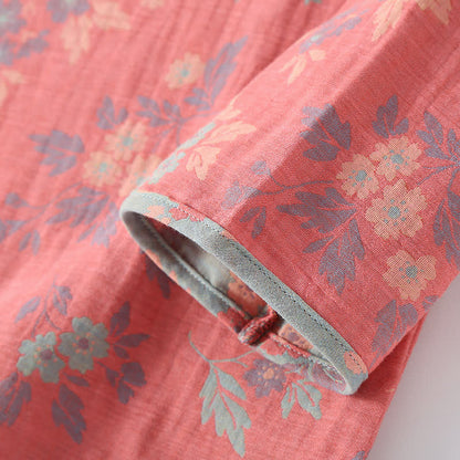 Ensemble pyjama col rond jacquard teint en fil