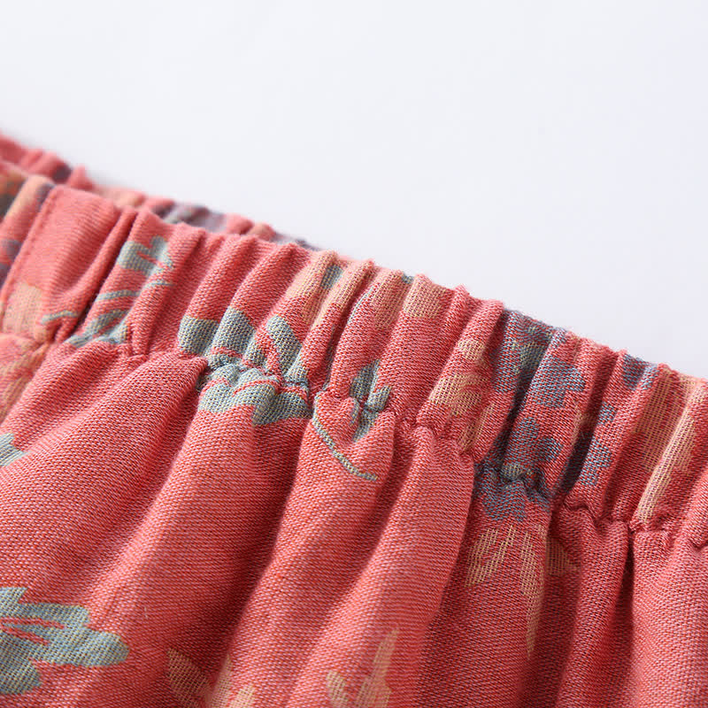 Ensemble pyjama col rond jacquard teint en fil