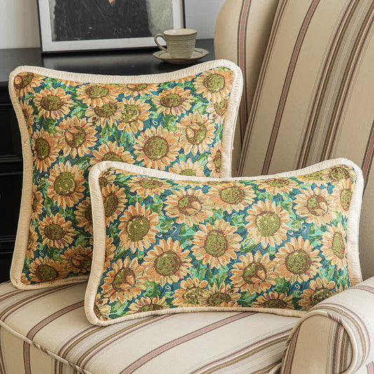 Housse de coussin décorative avec motif tournesol