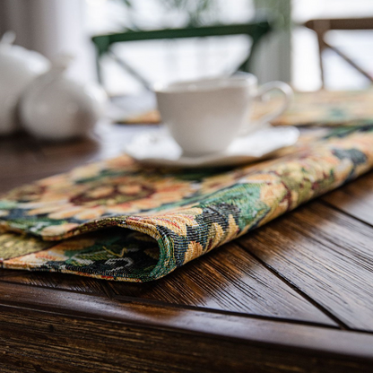 Set de table avec motif tournesol et motif jacquard (4 pièces)