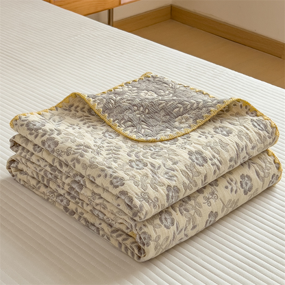 Couette en gaze de coton à trois couches à motif floral rafraîchissant