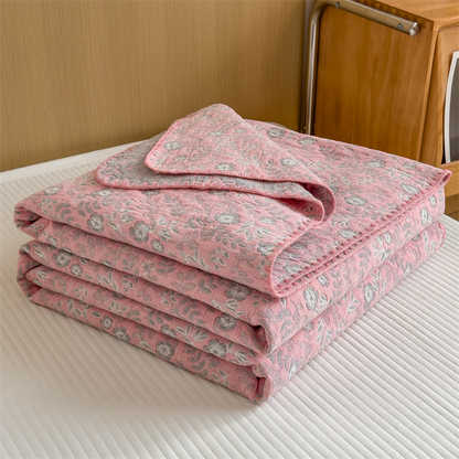 Couette en gaze de coton à trois couches à motif floral rafraîchissant