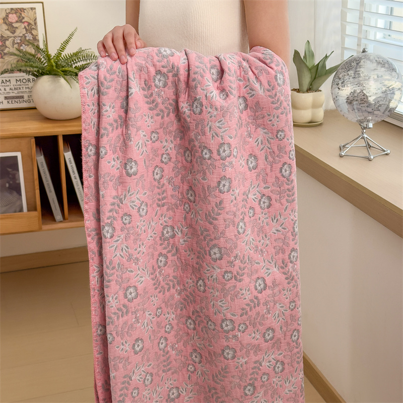 Couette en gaze de coton à trois couches à motif floral rafraîchissant