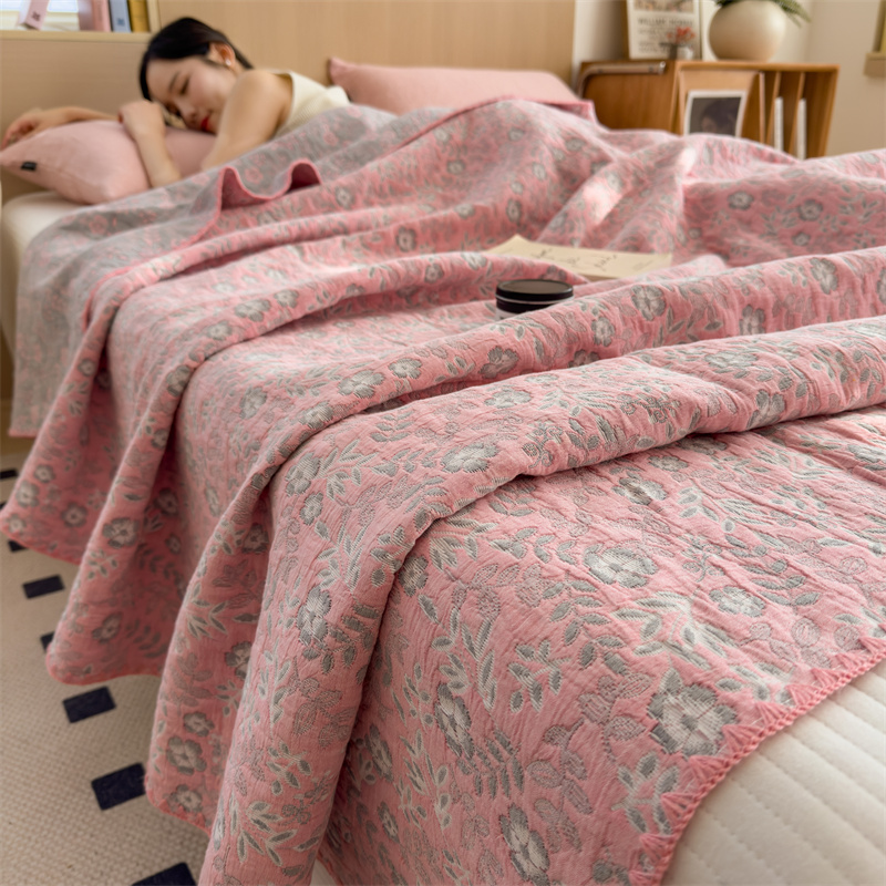 Couette en gaze de coton à trois couches à motif floral rafraîchissant
