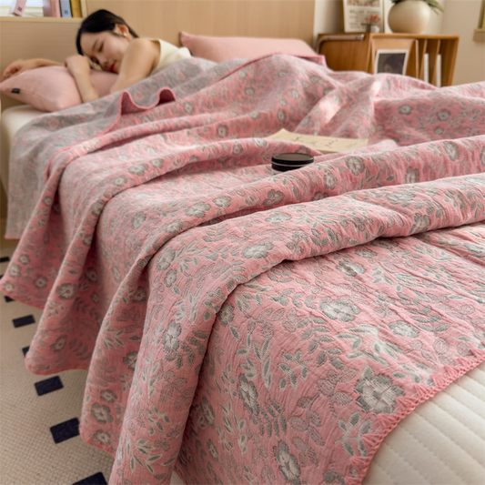 Couette en gaze de coton à trois couches à motif floral rafraîchissant