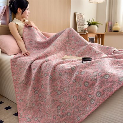 Couette en gaze de coton à trois couches à motif floral rafraîchissant