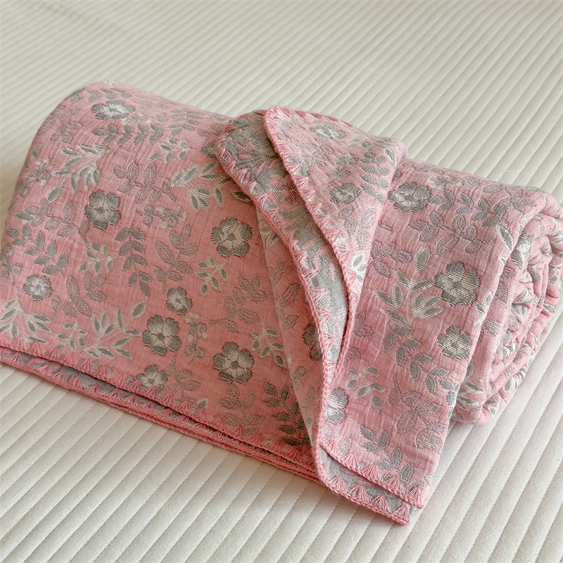 Couette en gaze de coton à trois couches à motif floral rafraîchissant