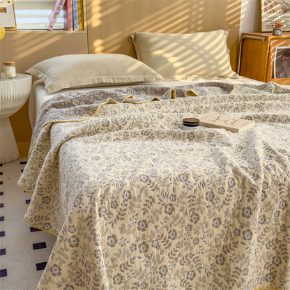 Couette en gaze de coton à trois couches à motif floral rafraîchissant