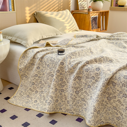 Couette en gaze de coton à trois couches à motif floral rafraîchissant