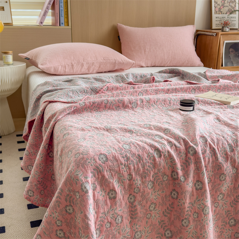 Couette en gaze de coton à trois couches à motif floral rafraîchissant