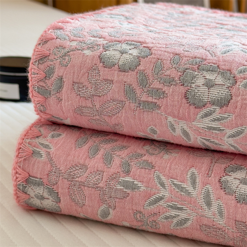 Couette en gaze de coton à trois couches à motif floral rafraîchissant