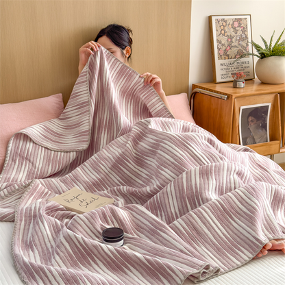 Couette respirante et confortable en gaze de coton rayée