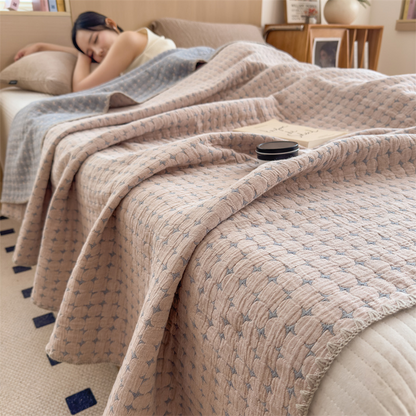 Couette respirante à trois couches en gaze de coton - Gris Rose - 200cm x 230cm - image 12