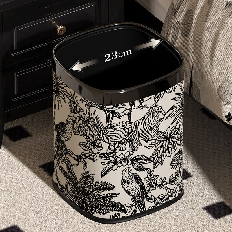 Poubelle rétro carrée à double couche au design forestier
