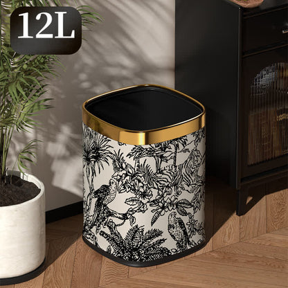 Poubelle rétro carrée à double couche au design forestier