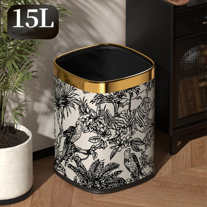 Poubelle rétro carrée à double couche au design forestier