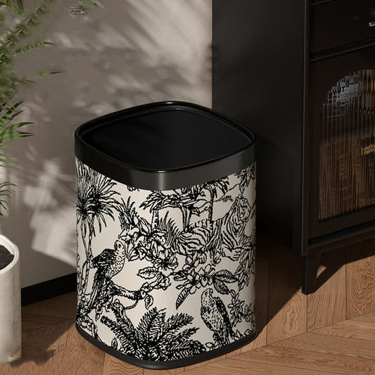 Poubelle rétro carrée à double couche au design forestier