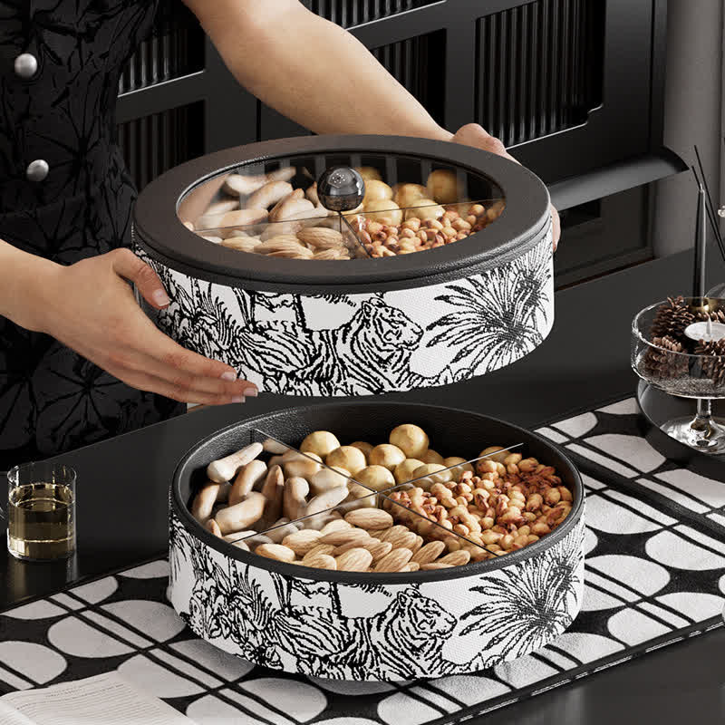 Plateaux de service rotatifs pour fruits secs avec couvercle