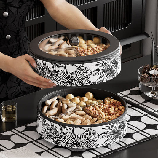 Plateaux de service rotatifs pour fruits secs avec couvercle