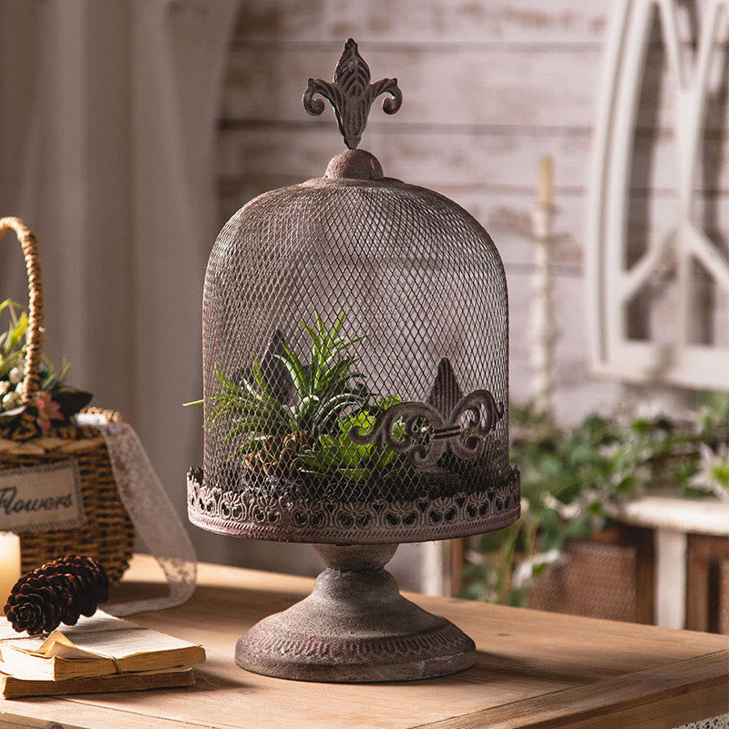 Bougeoir décoratif rétro en forme de cage à oiseaux en fer