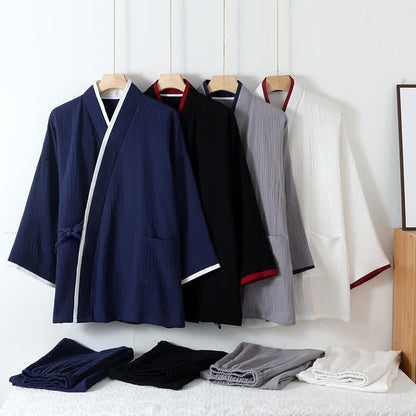 Ensemble pyjama style kimono en gaze de coton de style neutre