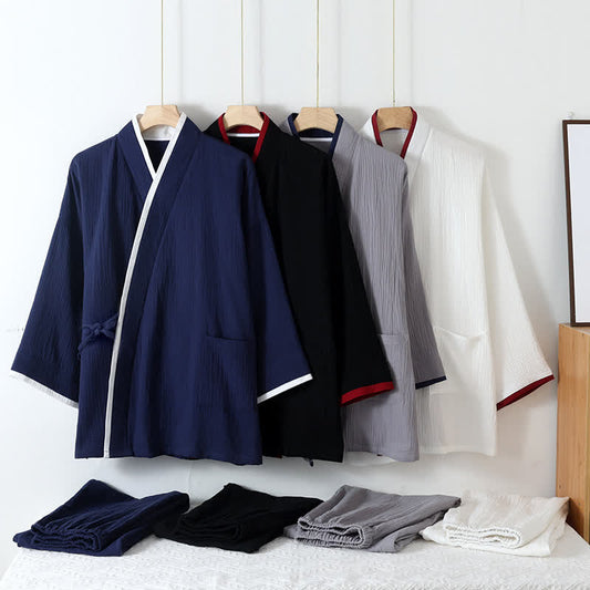 Ensemble pyjama style kimono en gaze de coton de style neutre