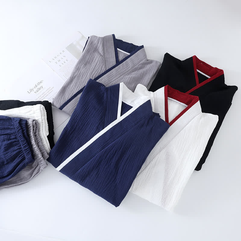 Ensemble pyjama style kimono en gaze de coton de style neutre
