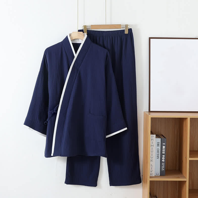 Ensemble pyjama style kimono en gaze de coton de style neutre