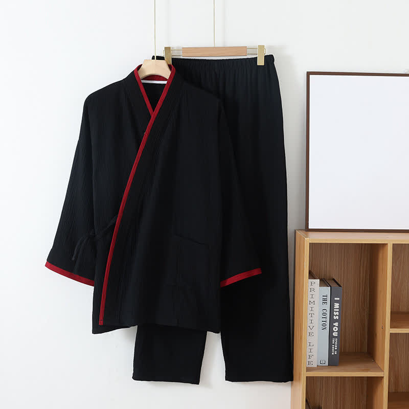 Ensemble pyjama style kimono en gaze de coton de style neutre