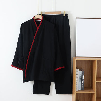Ensemble pyjama style kimono en gaze de coton de style neutre
