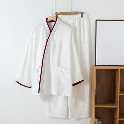 Ensemble pyjama style kimono en gaze de coton de style neutre