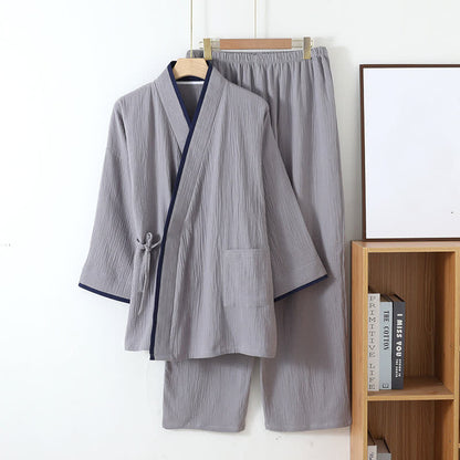 Ensemble pyjama style kimono en gaze de coton de style neutre