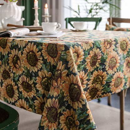 Nappe décorative élégante avec motif tournesol en jacquard