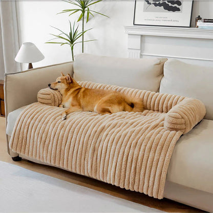 Housse de canapé moelleuse pour animaux de compagnie de couleur unie