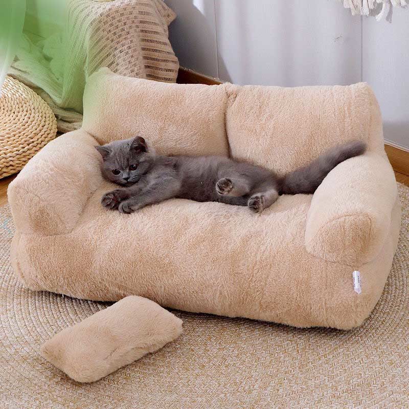Canapé-lit pour animaux de compagnie moelleux, amovible et lavable