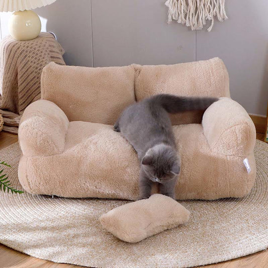 Canapé-lit pour animaux de compagnie moelleux, amovible et lavable