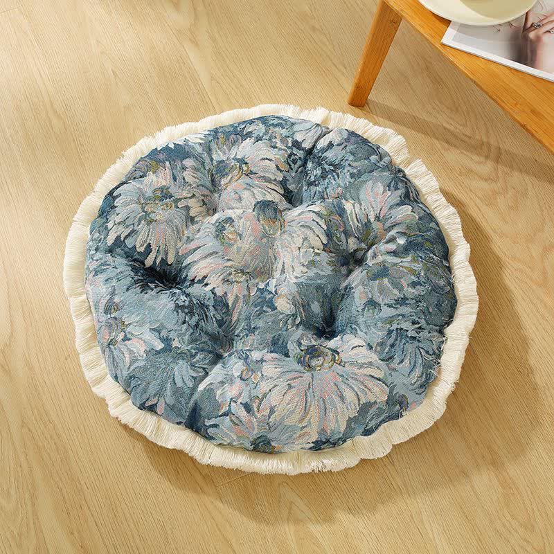 Coussin de chaise décoratif et doux avec pompon et peinture à l'huile