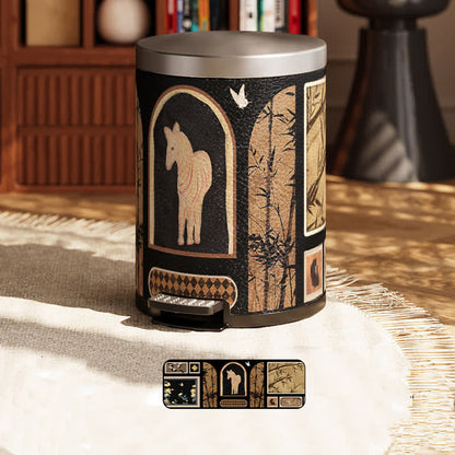 Poubelle luxueuse en cuir vintage