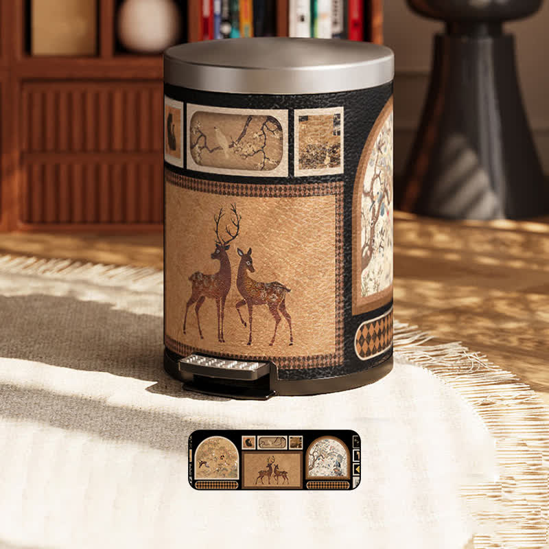 Poubelle luxueuse en cuir vintage
