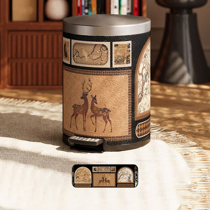 Poubelle luxueuse en cuir vintage