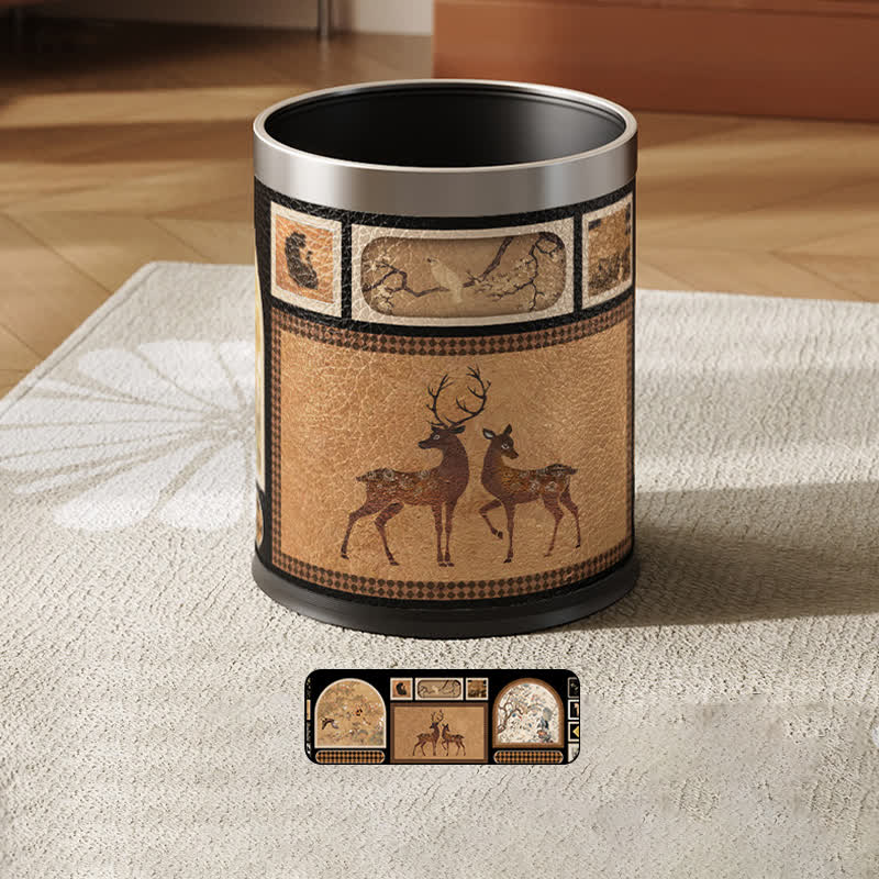 Poubelle luxueuse en cuir vintage